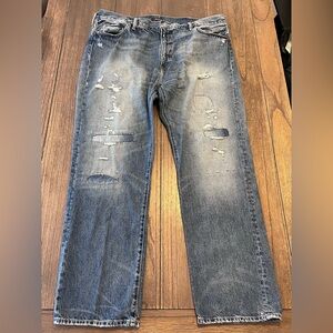 Polo Ralph Lauren The Hampton Relaxed Straight Blue Jeans Men’s 44x32 Patchwork